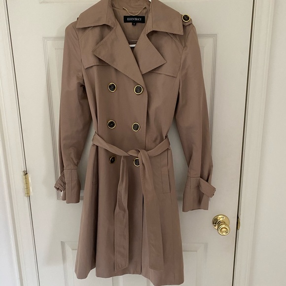 Ellen Tracy beige tan trench coat size small - Picture 2 of 11